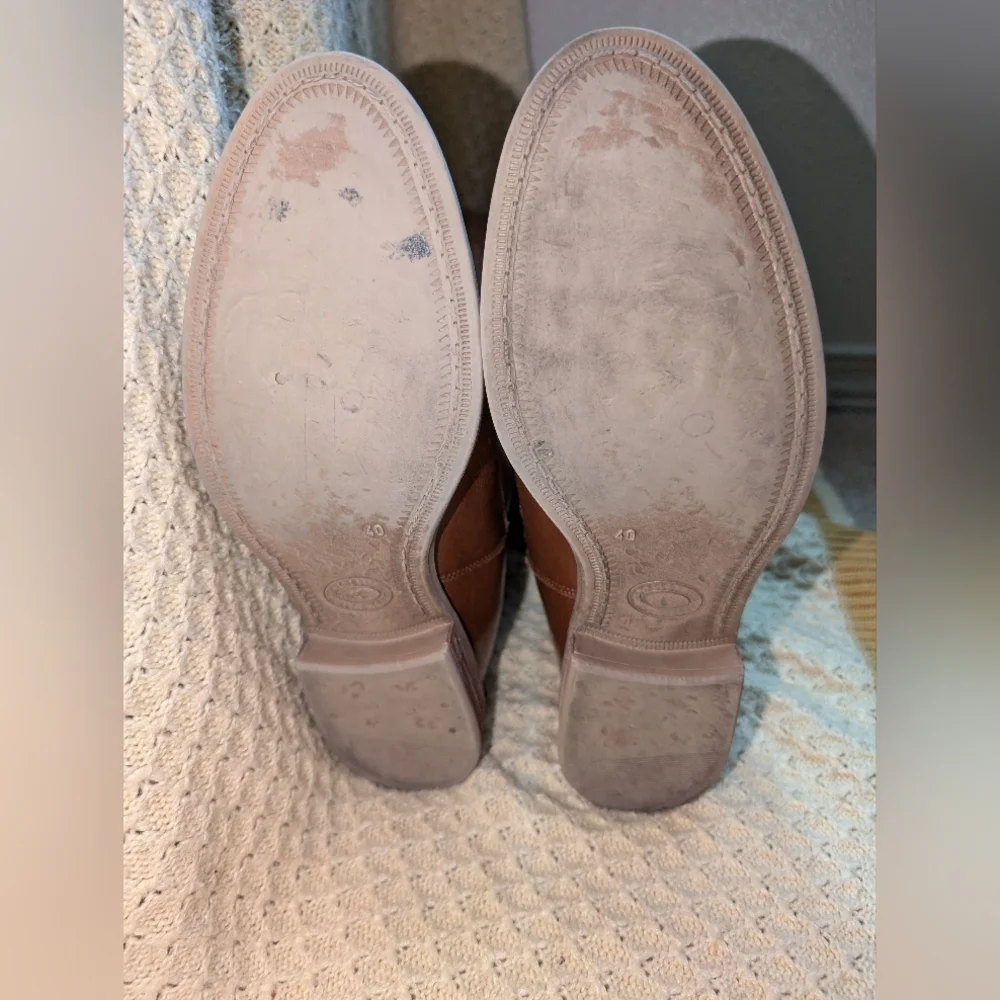 Anthropologie Cognac Leather Tall Pull On Riding Boots Womens Size 9